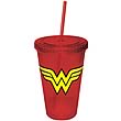 Wonder Woman Red Plastic Cup with Straw
